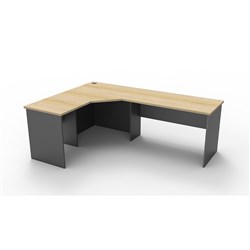 Rapidline Corner Workstation 2100Wx1500Wx600mmH 3 Piece Natural Oak & Ironstone