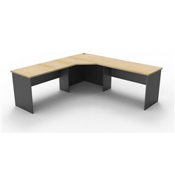 Rapidline Corner Workstation 2100Wx2100Wx600mmH 3 Piece Natural Oak & Ironstone