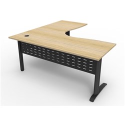 Rapidline Span Corner Workstation 1500Wx1500mmW Natural Oak & Black