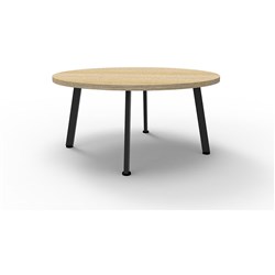 Rapid Eternity Round Coffee Table 450Hx900mmD Natural Oak Top Black Base