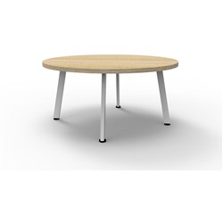Rapid Eternity Round Coffee Table 450Hx900mmD Natural Oak Top White Satin Base
