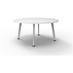 Rapid Eternity Round Coffee Table 450Hx900mmD Natural White Top White Satin Base