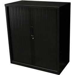Rapid Go Tambour Door Storage Cupboard No Shelves Included 1016Hx900Wx473mmD Black