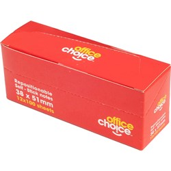 OFFICE CHOICE 38X51mm STICKY NOTES YELLOW PACK 12