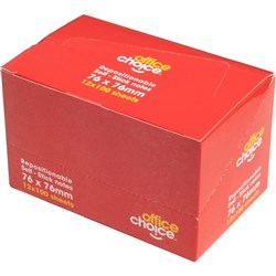 OFFICE CHOICE 76X76mm STICKY NOTES YELLOW PACK 12