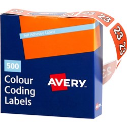 Avery Side Tab 23 Year Code Label 25x38mm Orange Box of 500