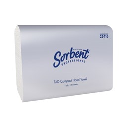 Sorbent Professional TAD Compact Hand Towel 1  Ply 120 Sheets Carton of 20