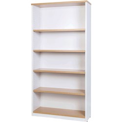 Logan Bookcase 4 Shelves 900W x 315D x 1800mmH White and Oak