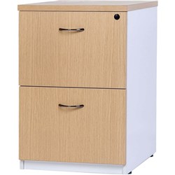 Logan Filing Cabinet 2 Drawer Lockable White and Oak