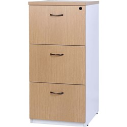 Logan Filing Cabinet 3 Drawer Lockable White and Oak