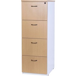 Logan Filing Cabinet 4 Drawer Lockable White and Oak