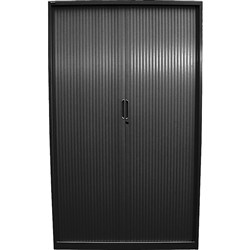 Steelco Lockable Tambour Door Cabinet 900W x 463D x 2000mmH Black Satin