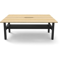 Rapidline Boost Static Back To Back Workstation+Tray 2 Person 1800Wx1500Dx730mmH Oak/Black