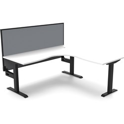 Rapidline Boost Static Corner Workstation+Screen 1800/1800W x 750D x 1330mmH White/Black