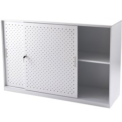 Rapidline Go Perforated Slidin Door Steel Cupboard 1530W x 473D x 1016mmH White