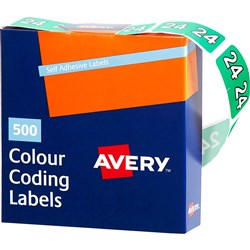 Avery Side Tab 24 Year Code Labels 25x38mm Green Box of 500