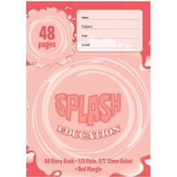 Splash A4 Story Book 4427 1/3 plain 2/3 12mm 48 Pages solid ruled + red margin