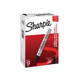 Sharpie Aluminum Permanent Marker Bullet Tip 1.5mm Black Box Of 12