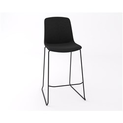 OLG Vista Rise Barstool With Black Steel Frame Black Upholstered Seat And Back