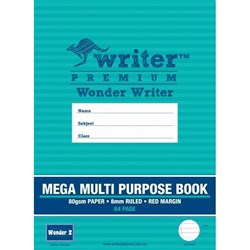 WONDER WRITER MEGA MULTIPURPOSE BOOK 64PAGE 8MM RULED PLUS MARGIN