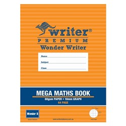WONDER WRITER MEGA MATHS BOOK 64 PAGE 10MM GRAPH RULED