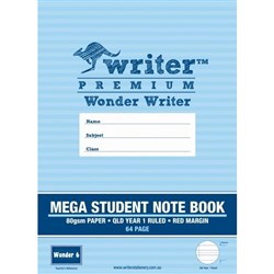 Wonder Writer Mega QLD 8mm Ruled Student Notebook Year 1 64 Page