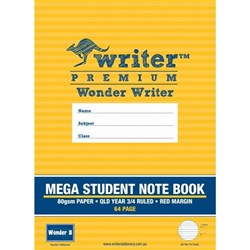 Wonder Writer Mega QLD 4mm Ruled Student Notebook Year 3/4 64 Page