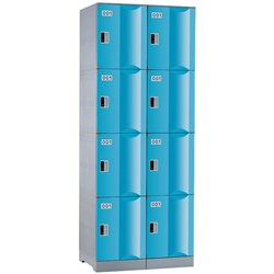 Steelco ABS Plastic Locker 4 Door Bank Of 2 760W x 500D x 1940mmH Assorted Colours