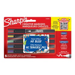 Sharpie Creative Water-Based Acrylic Markers Medium Brush Tip Pack Of 5 Assorted