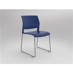 OLG Game Chair Silver Sled Base Indigo Poly Seat And Back