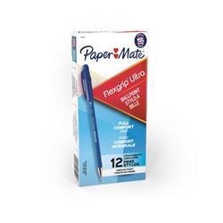 PaperMate FlexGrip Ultra Ballpoint Pens Medium 1.0mm Retractable Blue Box of 12