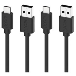 Moki USB-A To USB-C SynCharge Cable 1 Metre Jet Black Twin Pack