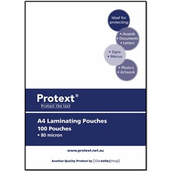 Protext Laminating Pouches A4 80 Micron Box of 100