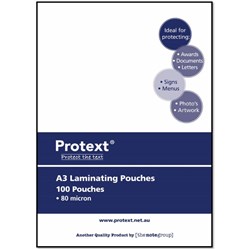 Protext Laminating Pouches A3 80 Micron Box of 100