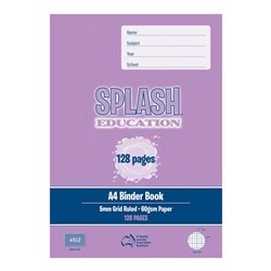 Splash A4 Grid Binder Exercise Book 5mm 128 Page
