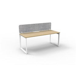 Rapidline Deluxe Infinity Desk Loop Leg Single Sided + Grey Eco Screen 1500Wx730mmH Oak/Wh
