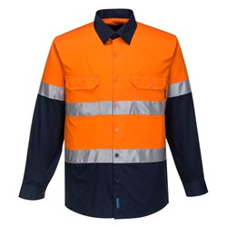 Portwest Hobart Hi-Vis Lightweight Contrast Shirt Long Sleeve XXS Orange/Navy