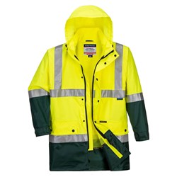 Portwest Eyre Hi-Vis Contrast Rain Traffic Jacket 5XL Yellow And Green