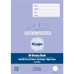 Splash Education Botany Book Plain QLD Year 3/4 Ruled A4 With Red Margin 48 Page