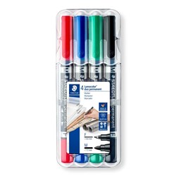 Staedtler 348 Lumocolor Duo Permanent Pen Fine Med Bullet 0.6-1.5mm Assorted Wallet Of 4