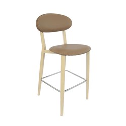 Durafurn Atlanta Barstool Narrow Backrest Oak Frame And Taupe Vinyl Seat