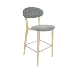 Durafurn Atlanta Barstool Narrow Backrest Oak Frame And Grey Fabric Seat