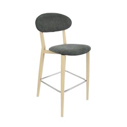Durafurn Atlanta Barstool Narrow Backrest Oak Frame And Dark Grey Fabric Seat