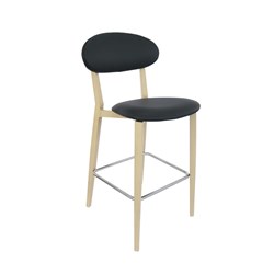 Durafurn Atlanta Barstool Narrow Backrest Oak Frame And Black Vinyl Seat