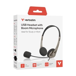 Verbatim Headset With Boom Microphone And USB-C Connector Grey