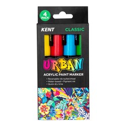 Kent Urban Paint Markers Medium 6mm Dual Nib Classic Assorted Pack Of 4