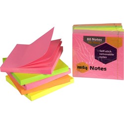 MARBIG BRILLIANT STICK NOTES 75X75 ASSORTED NEON PACK 5