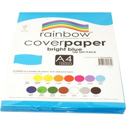 RAINBOW COVER PAPER 120GSM A4 100 SHEET PACKET BRIGHT BLU