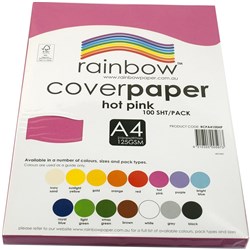 RAINBOW COVER PAPER 120GSM A4 100 SHEET PACKET HOT PINK