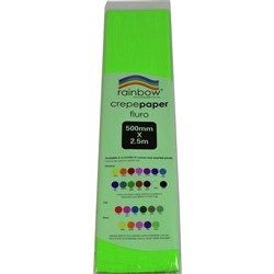 RAINBOW FLURO CREPE PAPER 500mmx2 5m Green